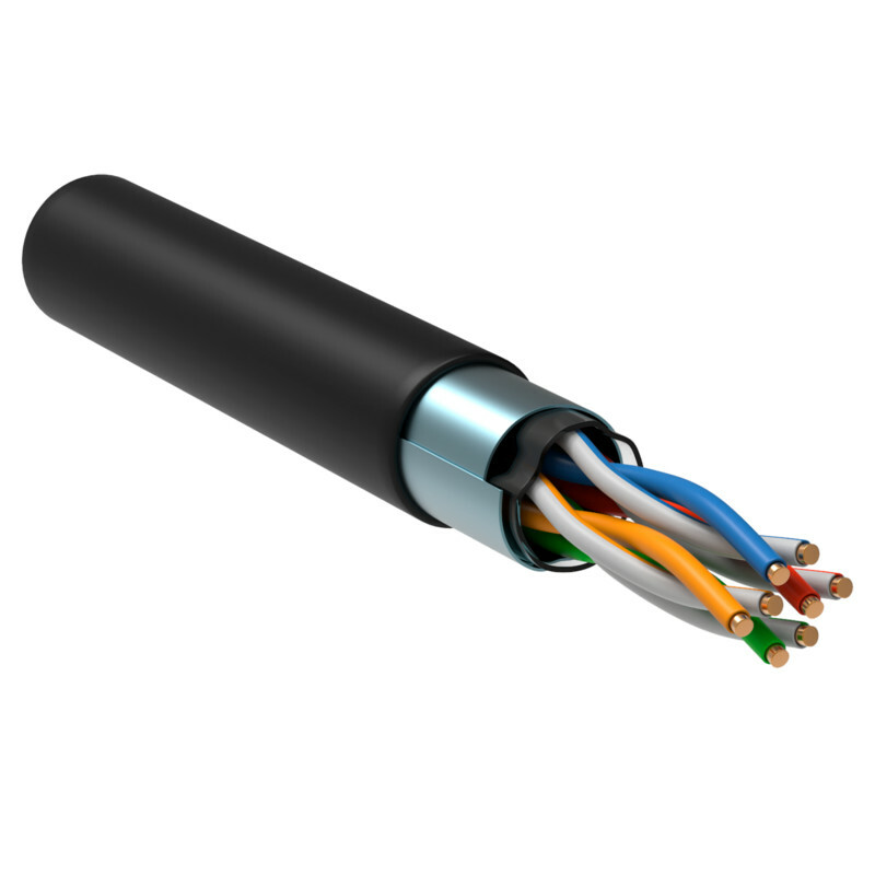 Кабель FTP 4PR 24AWG cat 5e, PVC, (CU), серый, GENERICA<br>